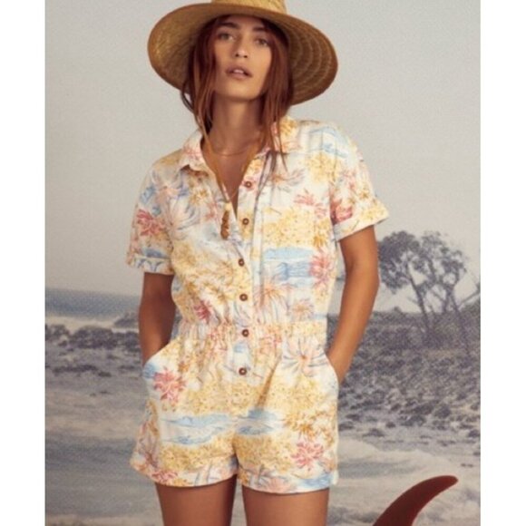 Billabong Pants - Wrangler X Billabong Cali Sun Romper Tropical Print Cotton Size Large